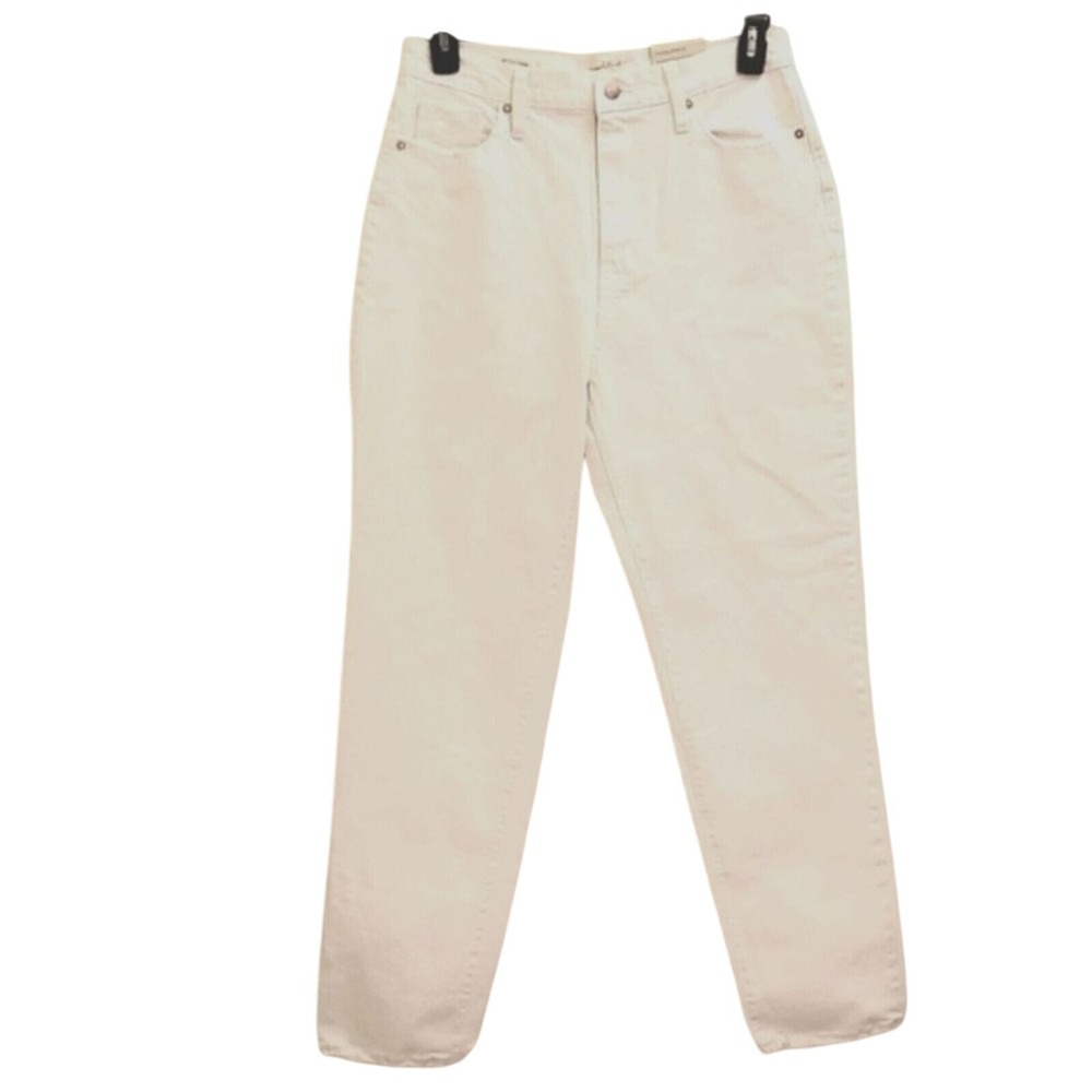 Universal Thread Mom Jeans High Rise Ankle Fray Hem White Denim